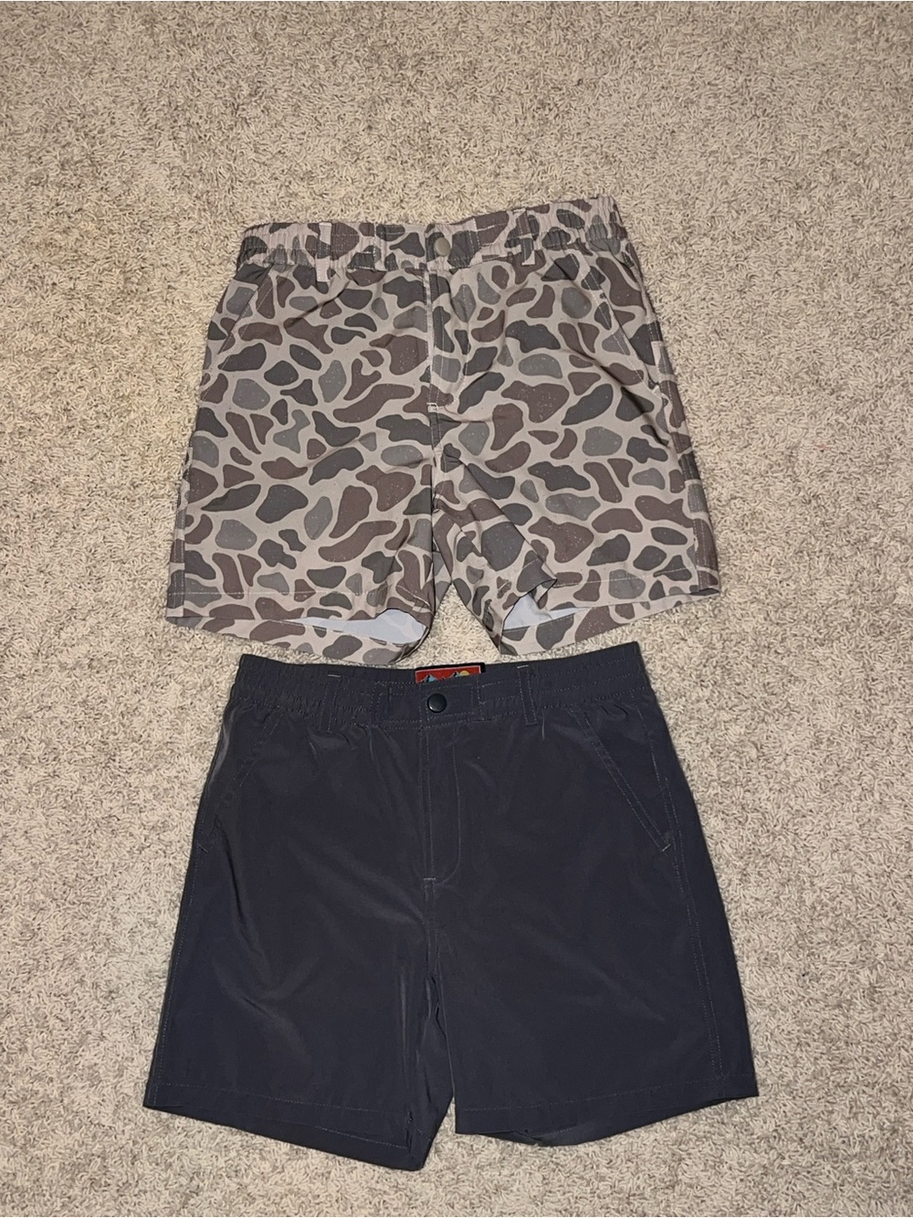 BURLEBO Dark Gray & Camo youth large Shorts. Like new condition.